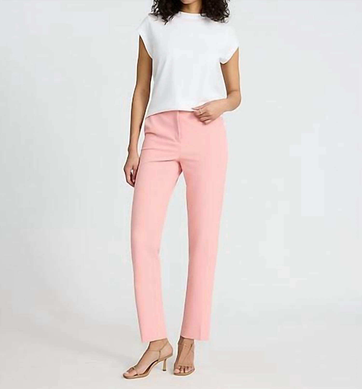 High Waisted Straight Ankle Pant In Pink womens gaucho pants sale