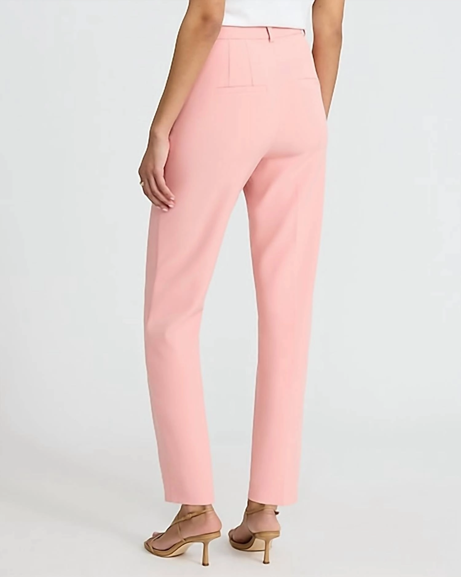 High Waisted Straight Ankle Pant In Pink