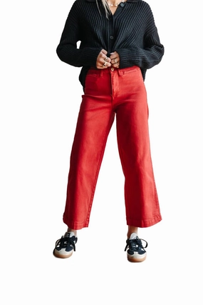 Hign Rise Wide Leg Pant In Rust womens culottes clearance