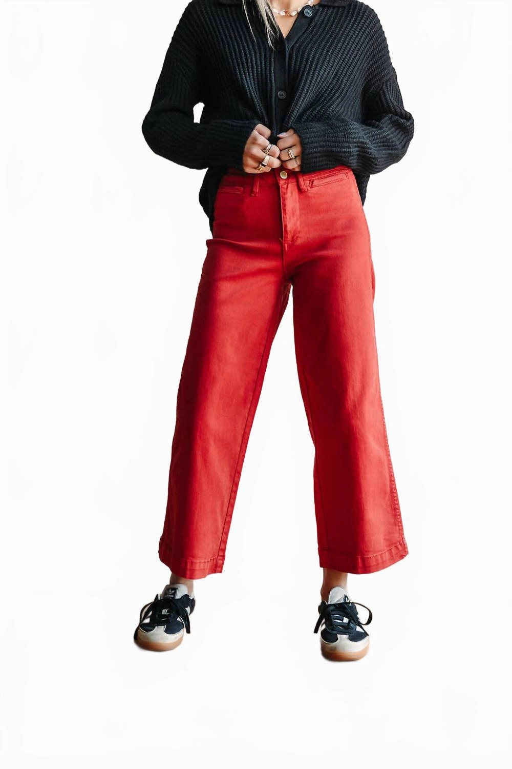 Hign Rise Wide Leg Pant In Rust womens culottes clearance