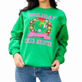 Holiday Ornament Sweatshirt In Kelly Green Tops Womens - embroidered tops sale