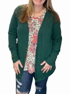 Holly Snap Cardigan In Green Tops Womens - high-neck blouses