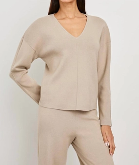 Hollyn Sweater In Heather Oatmeal Tops Womens - bodysuits clearance