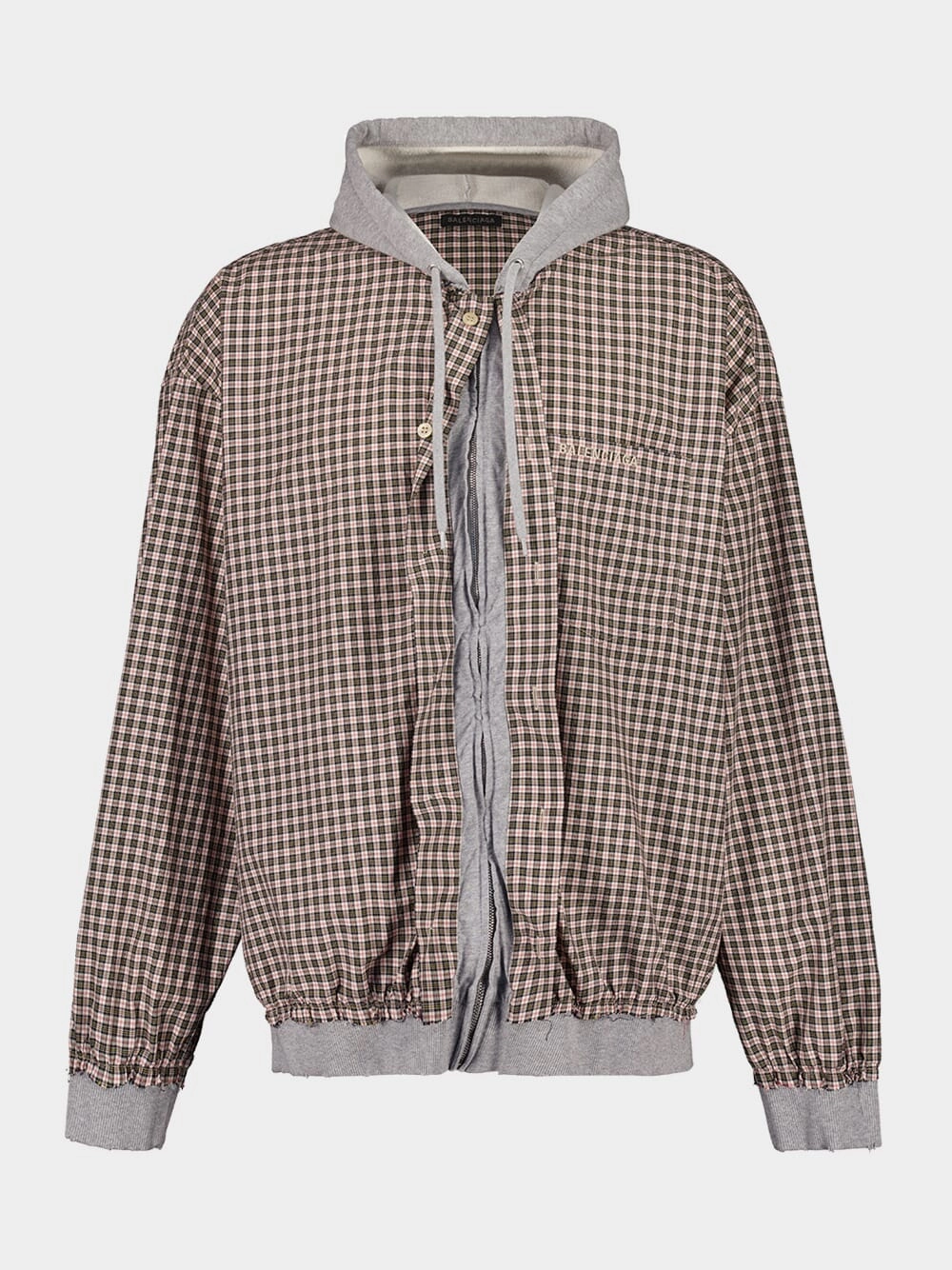 Hooded Micro Tartan Zip Shirt Tops Mens - thermal tops