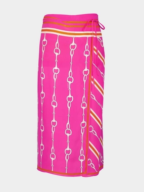 Horsebit Stripe Silk Skirt womens slacks clearance