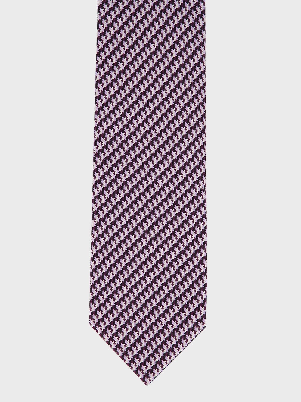 Houndstooth-Pattern Silk Tie