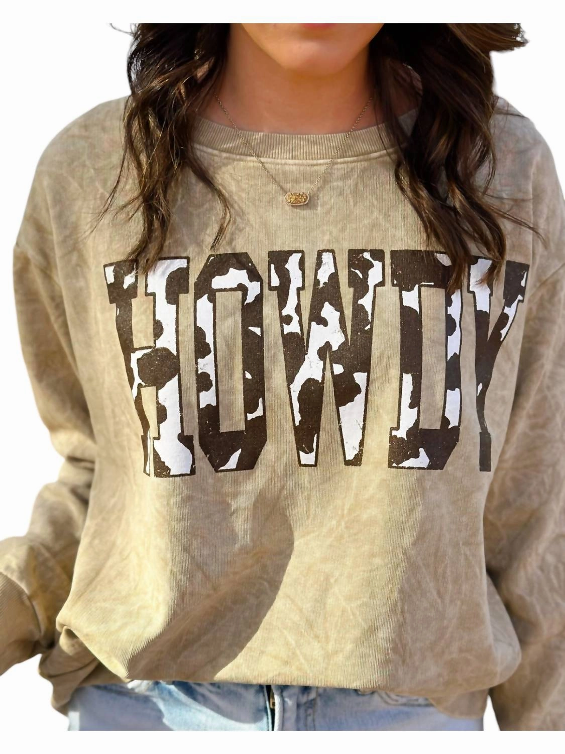 Howdy Mineral Wash Sweatshirt In Taupe