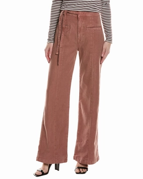 HUDSON Jeans Tie-Waist Pintucked Linen-Blend Trouser womens leather pants outlet