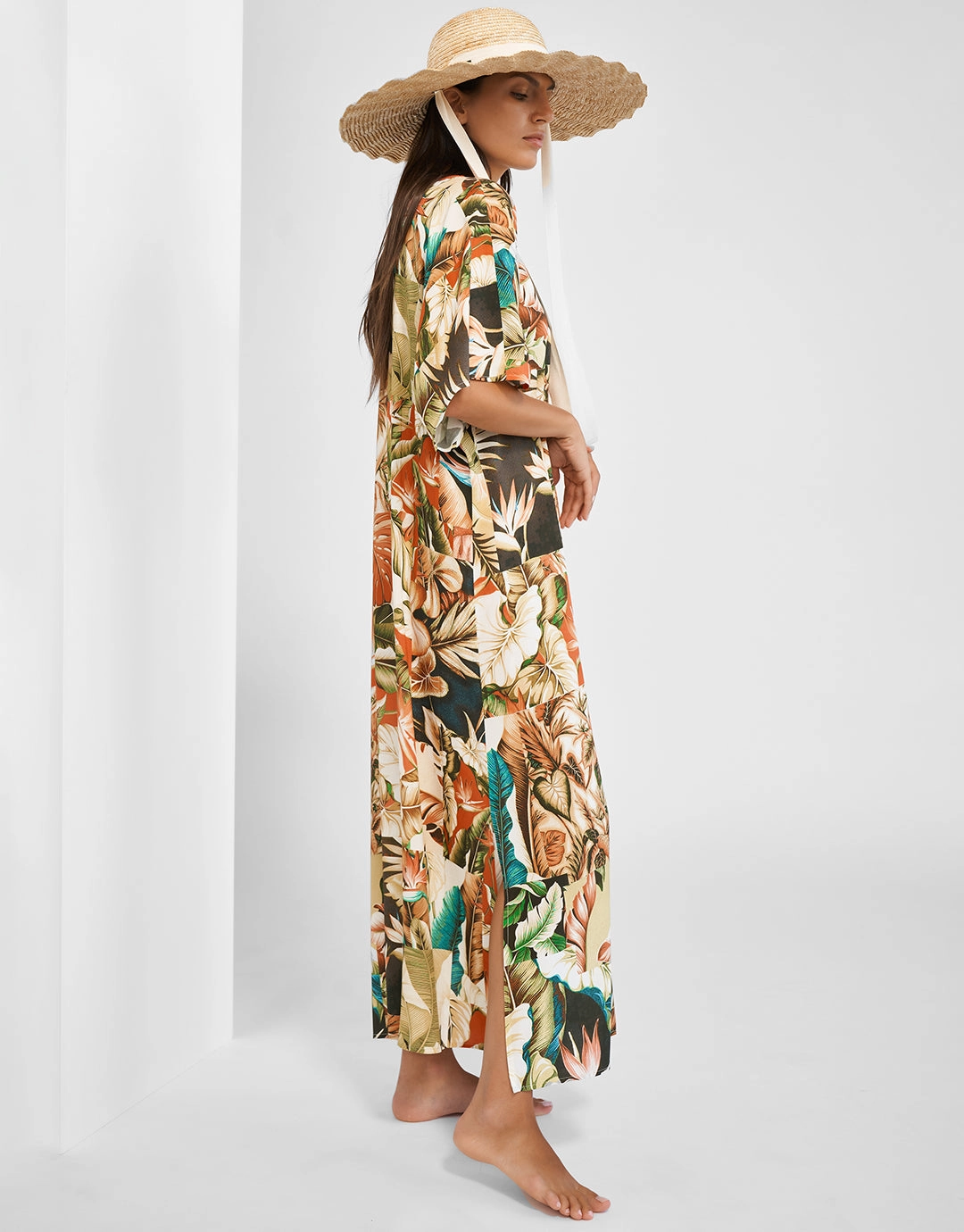 Hypnotic Maxi Kaftan - Sepia Leaves Swim Womens - bikinis clearance