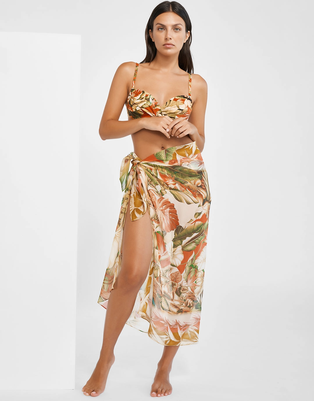 Hypnotic Silk Pareo - Sepia Leaves Swim Womens - bikinis clearance