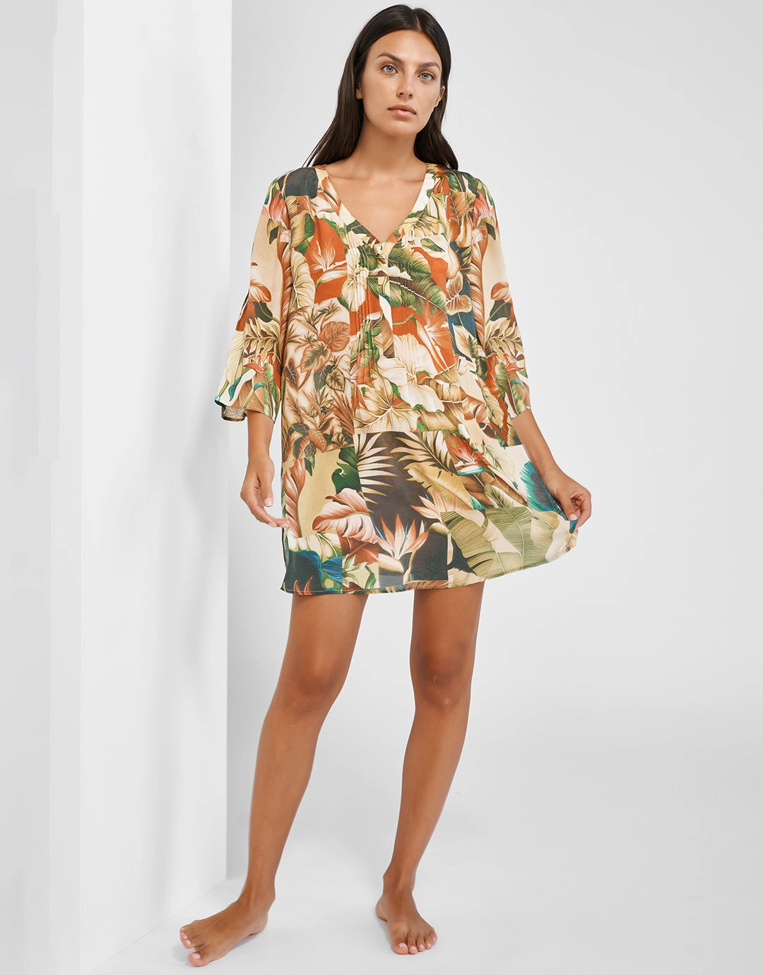 Hypnotic Tunic - Sepia Leaves Swim Womens - bikinis clearance