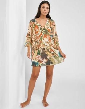 Hypnotic Tunic - Sepia Leaves Swim Womens - bikinis clearance