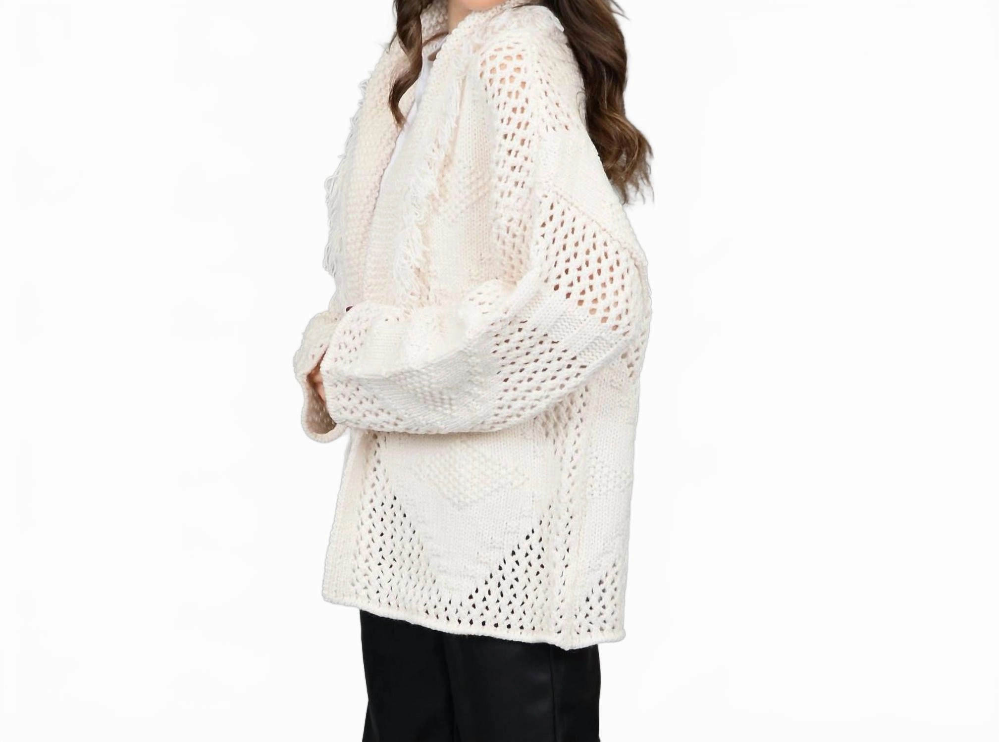 Ilsa Long Sleeve Shawl Neck Cardigan In Winter White