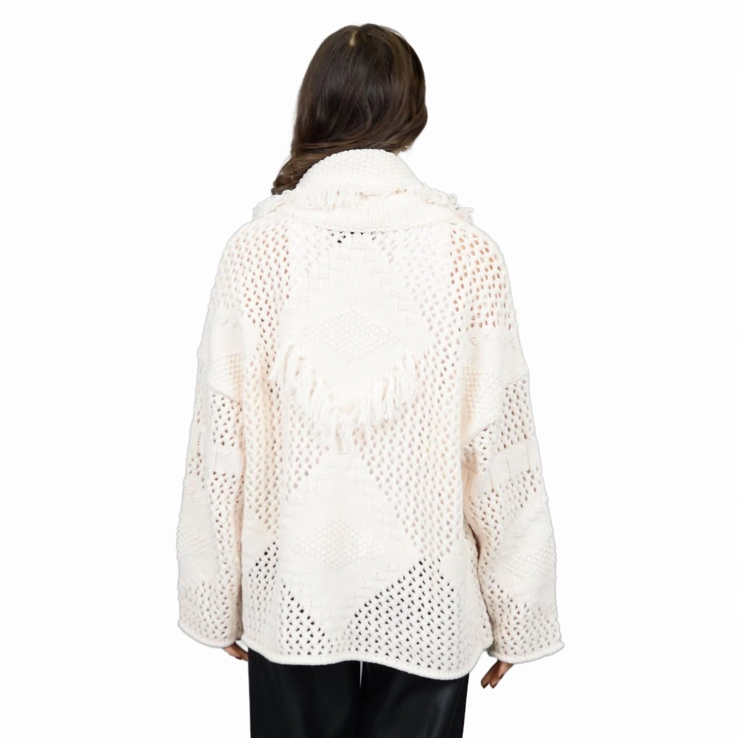 Ilsa Long Sleeve Shawl Neck Cardigan In Winter White