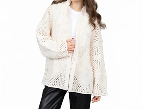 Ilsa Long Sleeve Shawl Neck Cardigan In Winter White Tops Womens - button-up blouses