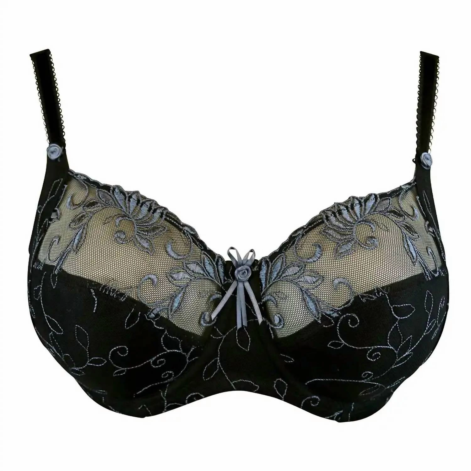 Imogen Rose Embroidered Full Cup Bra In Black/ Platinum