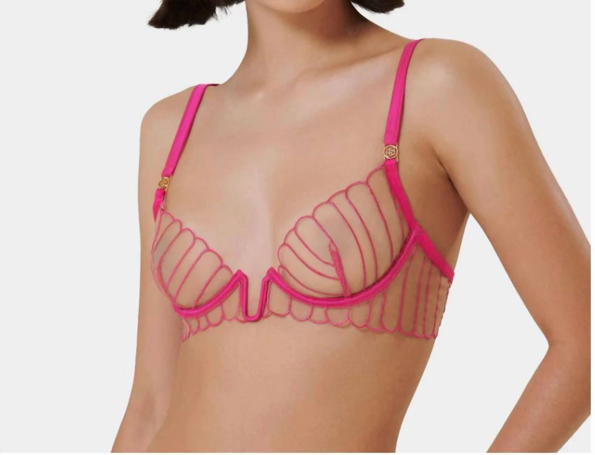 Imogen Sheer Demi Cup Bra In Fuchsia Pink/sheer