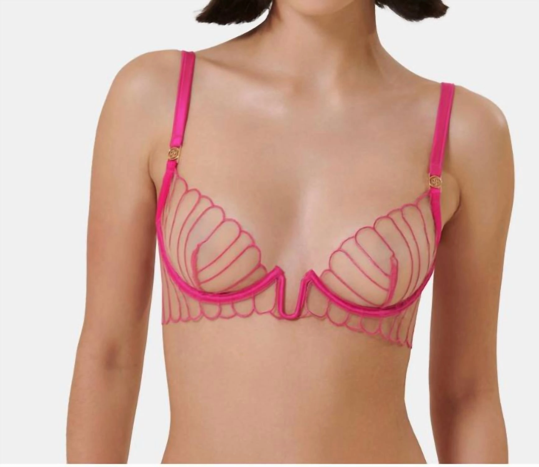 Imogen Sheer Demi Cup Bra In Fuchsia Pink/sheer