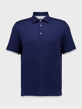 Indigo Blue Faux-Layer Polo Tops Mens - men's t-shirts outlet