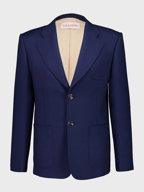 Indigo Wool Gabardine Single-Breasted Blazer Suits Mens - men's suits outlet