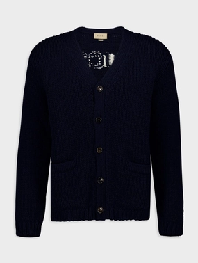 Intarsia-Knit Logo Wool Cardigan Knitwear Mens - men's sweaters sale