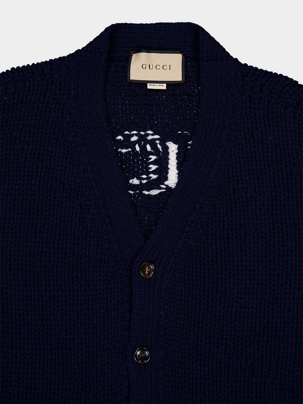 Intarsia-Knit Logo Wool Cardigan