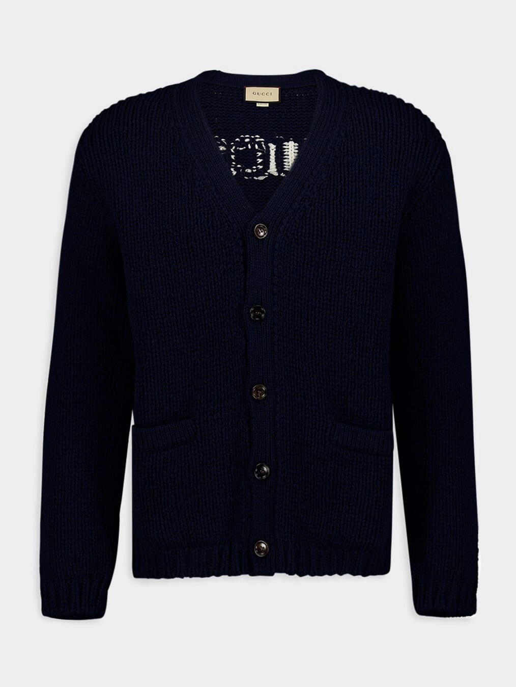 Intarsia-Knit Logo Wool Cardigan Knitwear Mens - men's sweaters sale