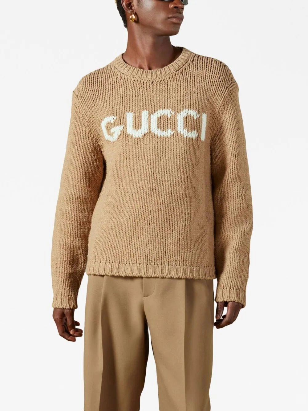 Intarsia-Knit Logo Wool Jumper