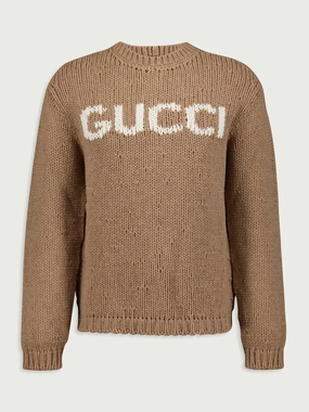 Intarsia-Knit Logo Wool Jumper Knitwear Mens - men's sweaters sale