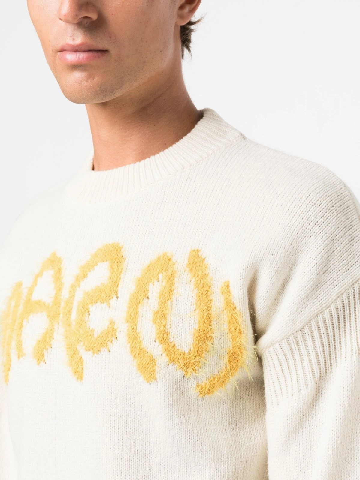 Intarsia-Knit Wool Crewneck Sweater