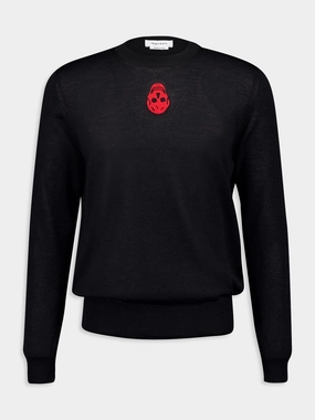 Inverted Skull Black Crew Neck Jumper Tops Mens - thermal tops
