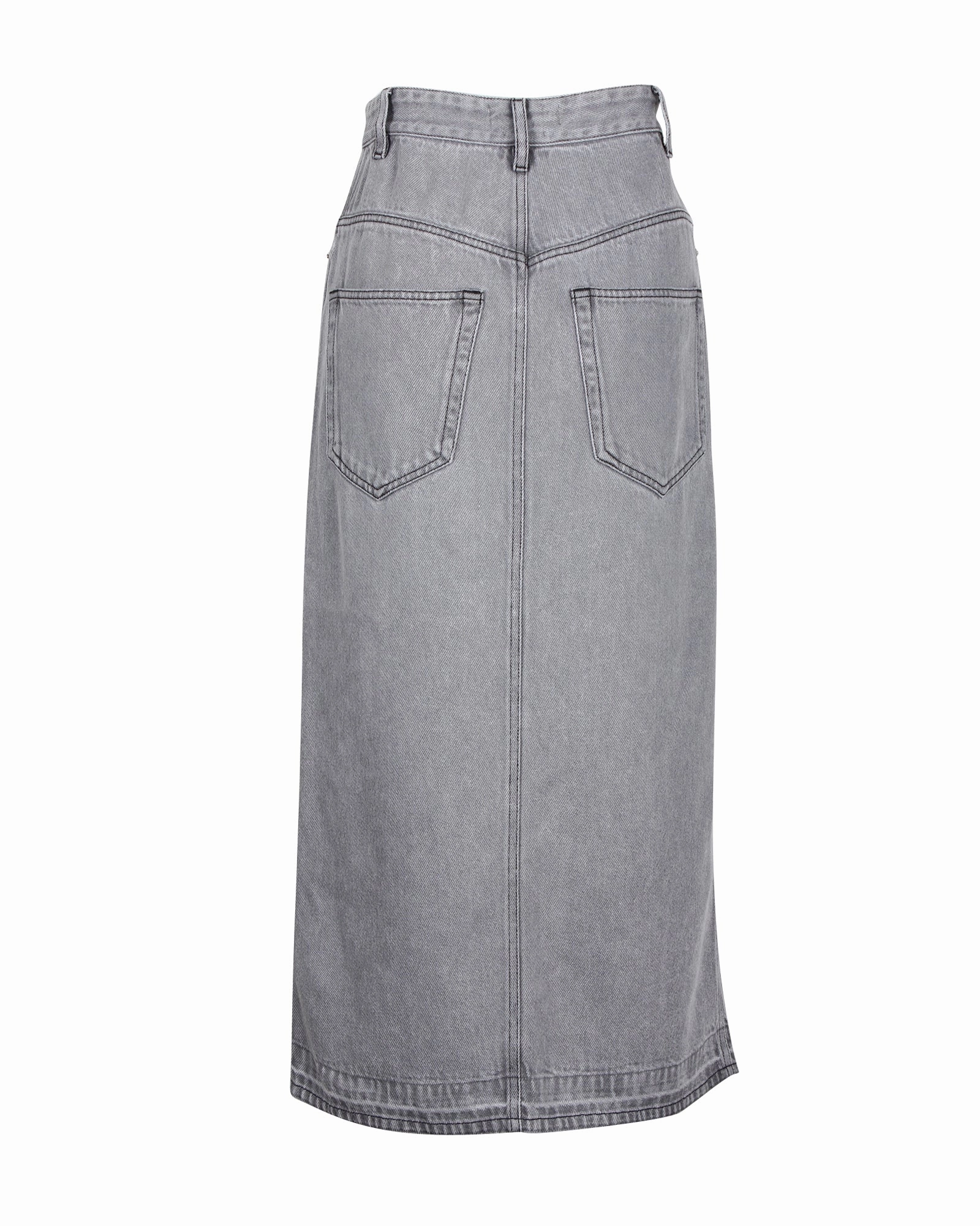 Isabel Marant Etoile Denim Midi Skirt in Grey Cotton