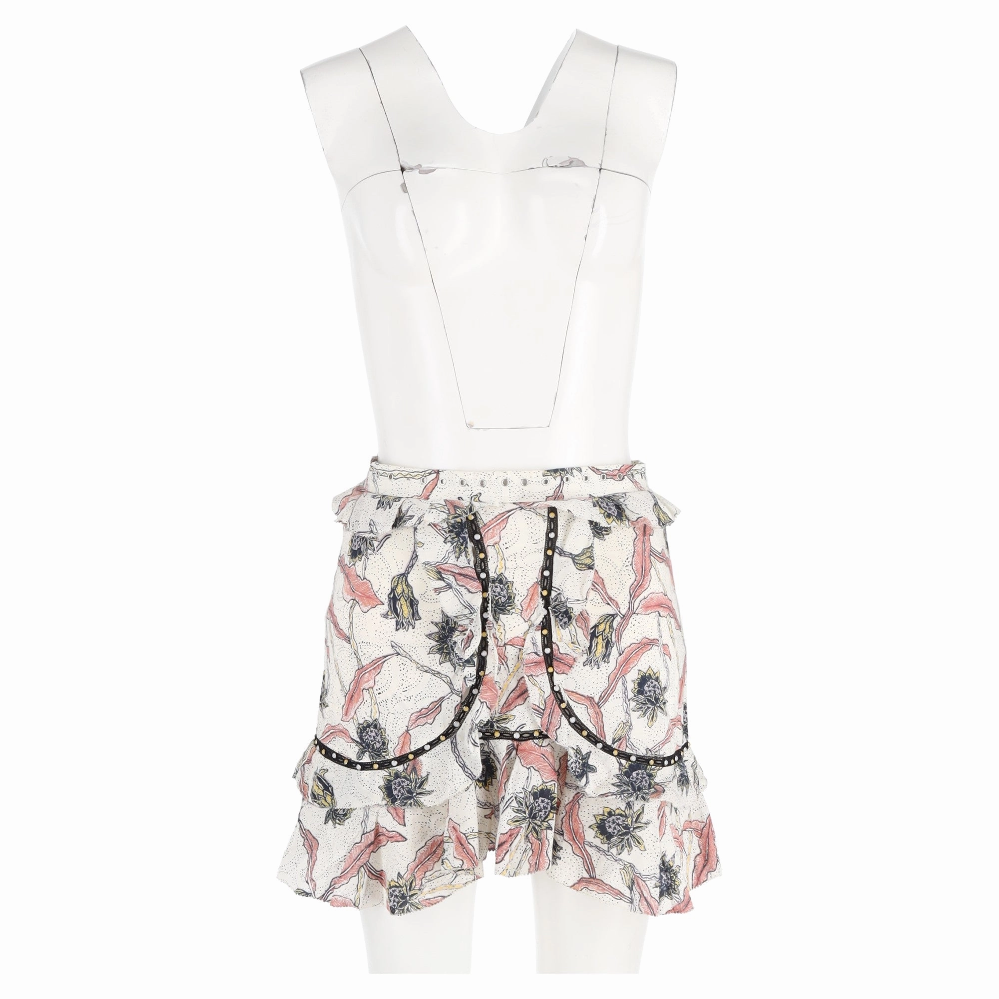 Isabel Marant Ugi Embellished Ruffled Printed Mini Skirt In Multicolor Cotton