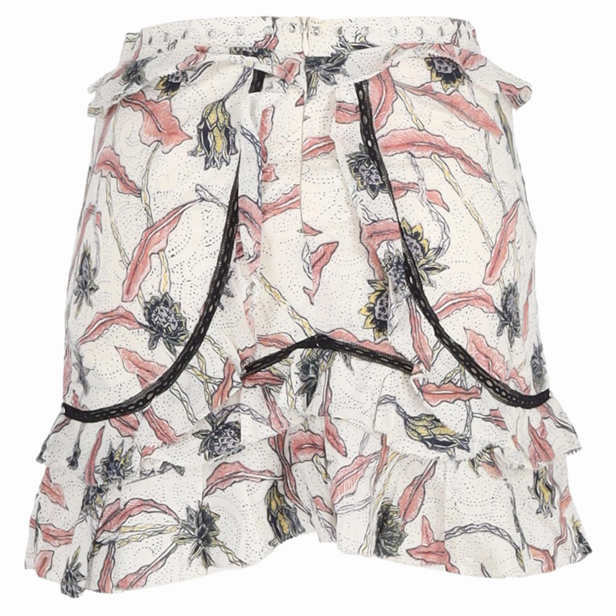 Isabel Marant Ugi Embellished Ruffled Printed Mini Skirt In Multicolor Cotton