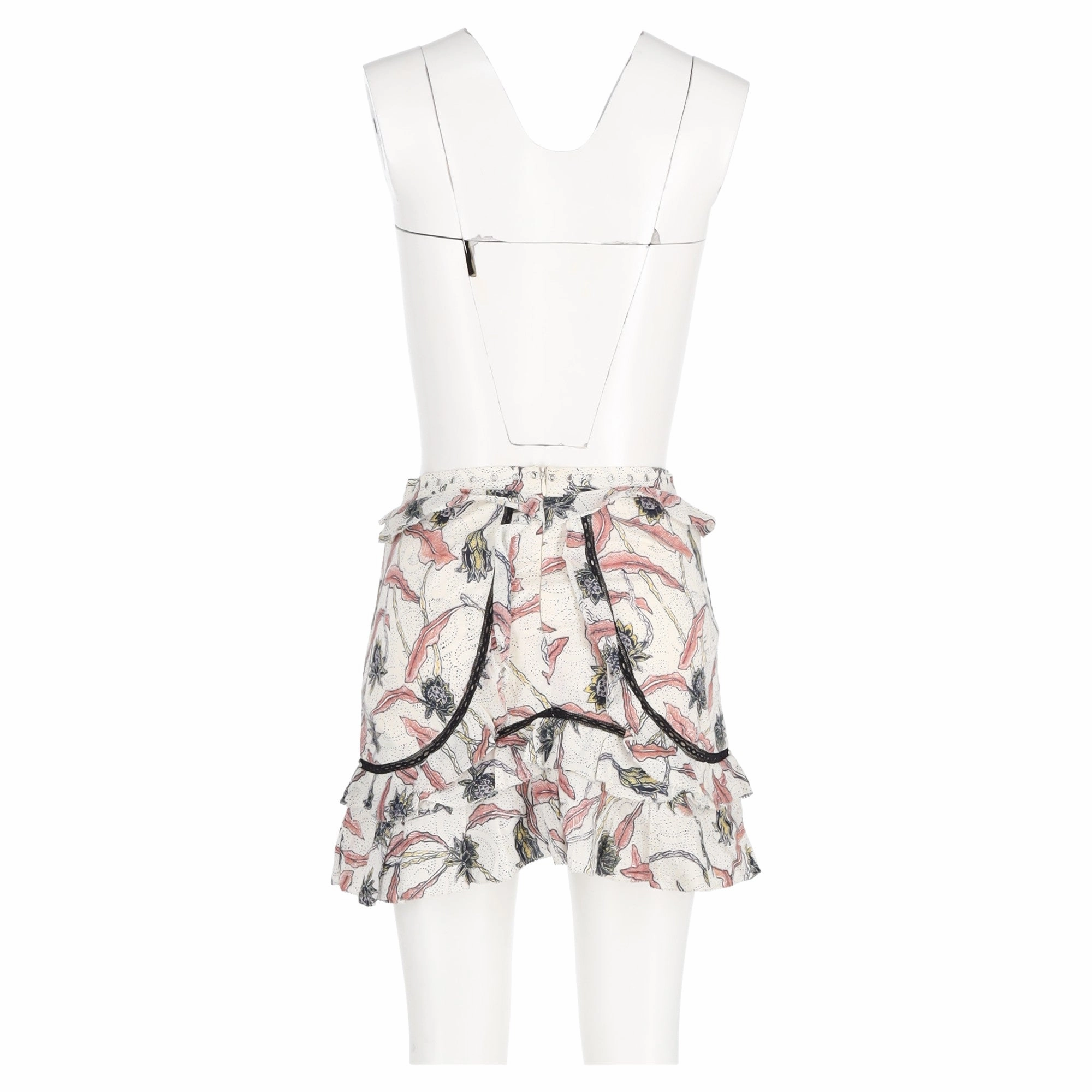 Isabel Marant Ugi Embellished Ruffled Printed Mini Skirt In Multicolor Cotton