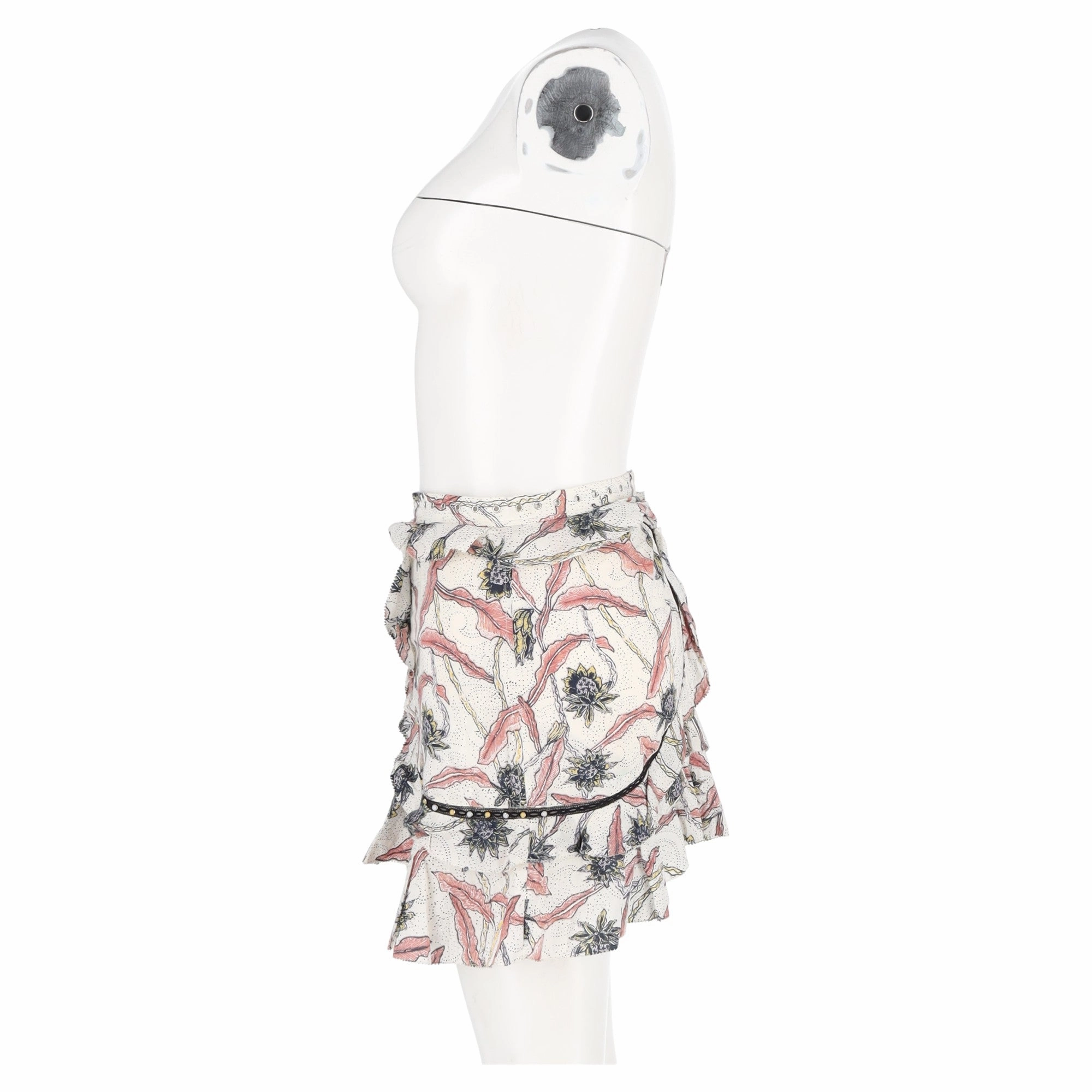 Isabel Marant Ugi Embellished Ruffled Printed Mini Skirt In Multicolor Cotton