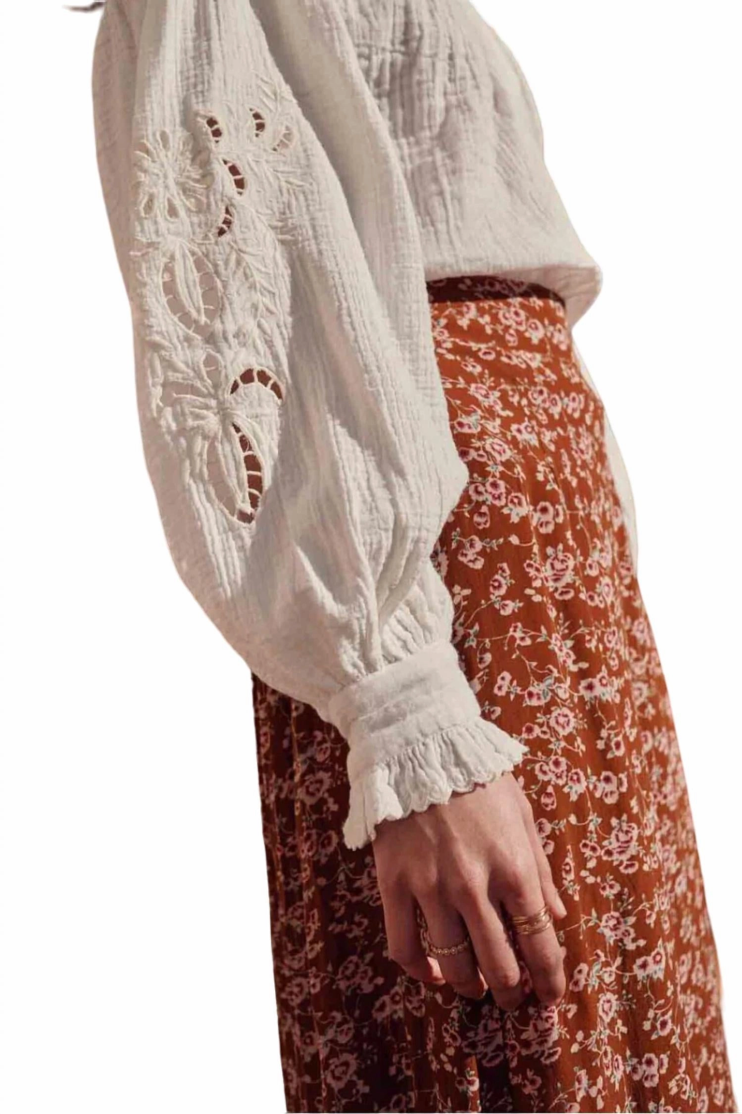 Isabella Skirt In Cinnamon Gipsy Flowers