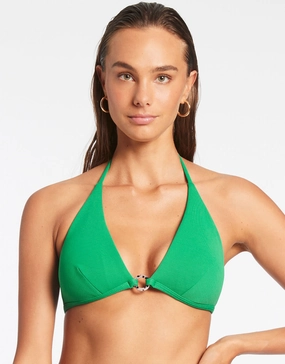 Isla Rib Halter Bikini Top - Green Swim Womens - one-pieces cheap