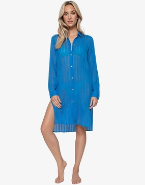 Island Blue Shea Beach Shirt - Blue Swim Womens - swimwear sale