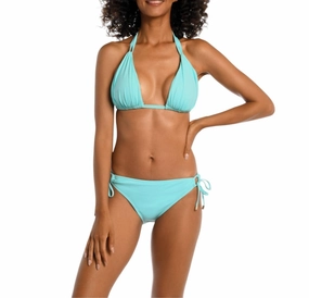 Island Goddess Halter Bra Top In Ice Blue Swim Womens - scoop neck swimsuits