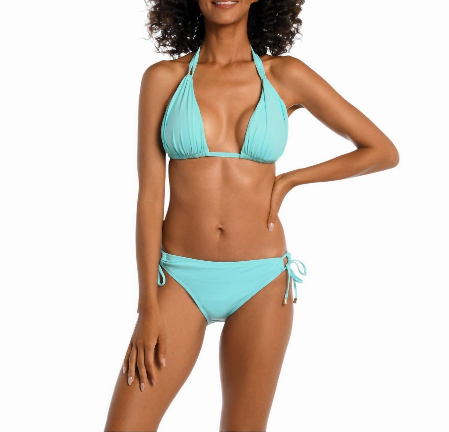 Island Goddess Halter Bra Top In Ice Blue Swim Womens - scoop neck swimsuits