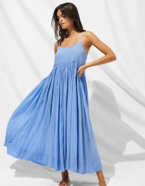 Island Nostalgia Maxi Dress - Cornflower Swim Womens - bikinis clearance