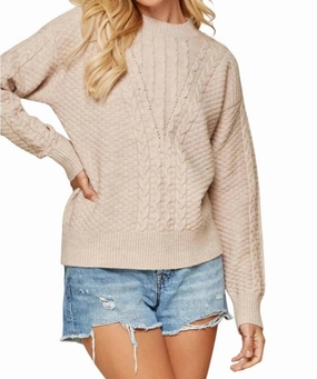 It's A Good Life Cable Sweater In Natural Tops Womens - sheer tops clearance