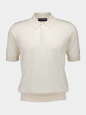 Ivory Cashmere and Silk Polo-Shirt Knitwear Mens - men's sweaters sale