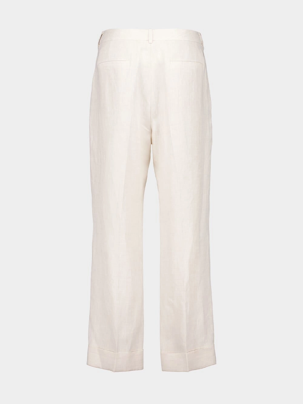 Ivory Classic Fit Linen Trousers