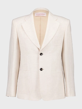 Ivory Linen Classic-Fit Blazer Suits Mens - men's suits outlet
