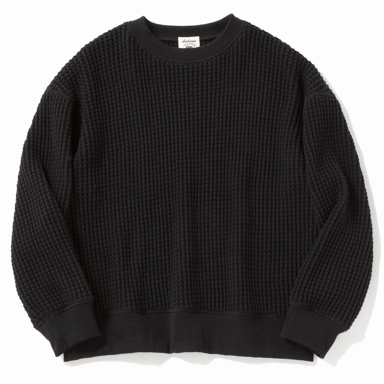 Jackman Waffle Crewneck Black mens long sleeves cheap