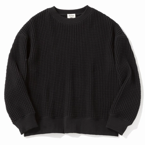 Jackman Waffle Crewneck Black mens long sleeves cheap