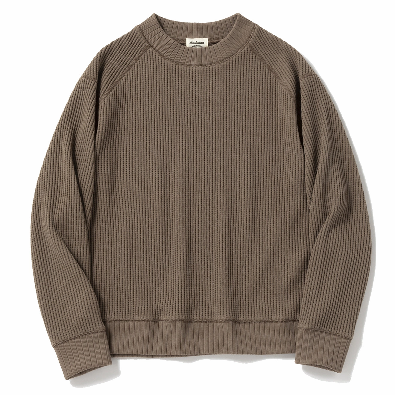 Jackman Waffle Mid-Neck Taupe mens long sleeves cheap