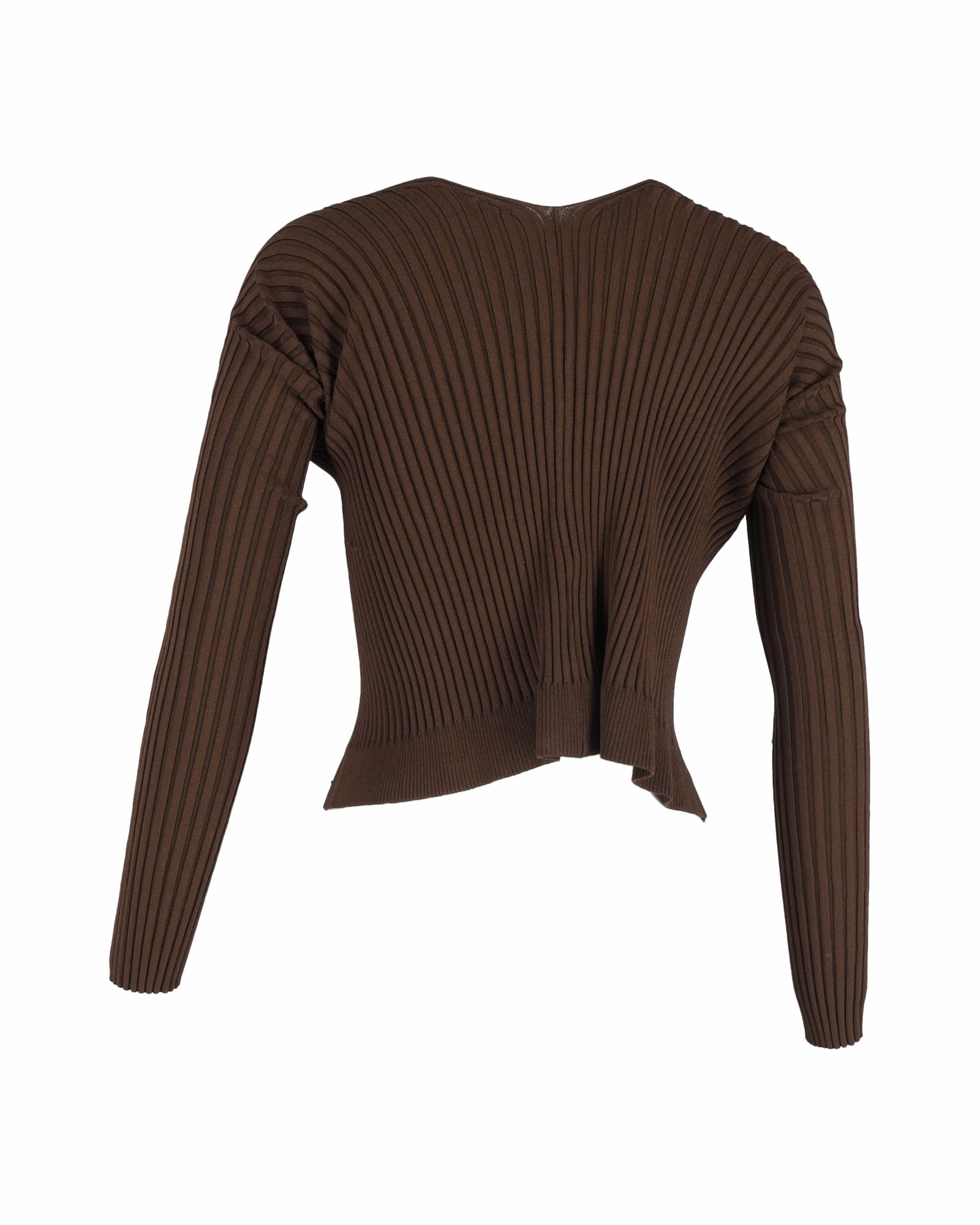 Jacquemus La Maille Pral Longue Logo Cardigan in Brown Polyester